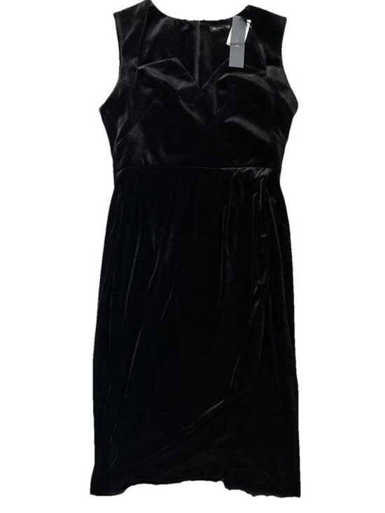 Black Halo Dresses & Skirts - BLACK HALO Black Velvet Dress Midi Bodycon Strech SZ 10 NWT Sleeveless Slit LBD